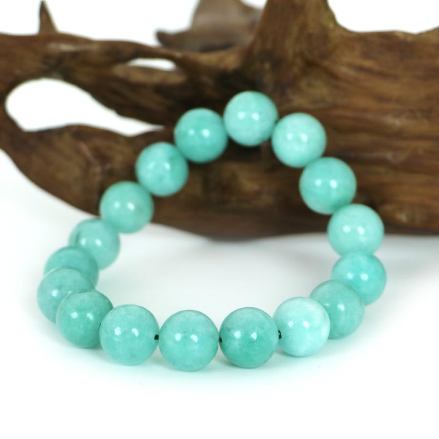 パワーストーン 天然石 ブレスレット カラージェード(アマゾナイトグリーン・染め) 丸玉 12mm 数珠 念珠 Bracelet お試し価格 |  | 02