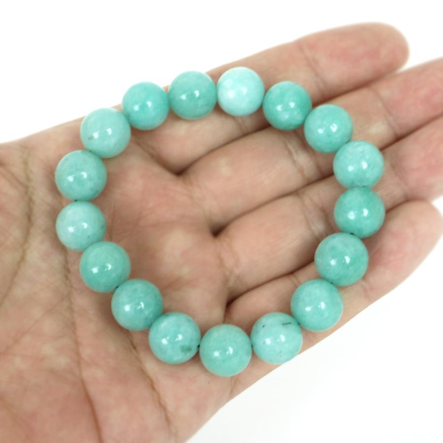 パワーストーン 天然石 ブレスレット カラージェード(アマゾナイトグリーン・染め) 丸玉 12mm 数珠 念珠 Bracelet お試し価格 |  | 04