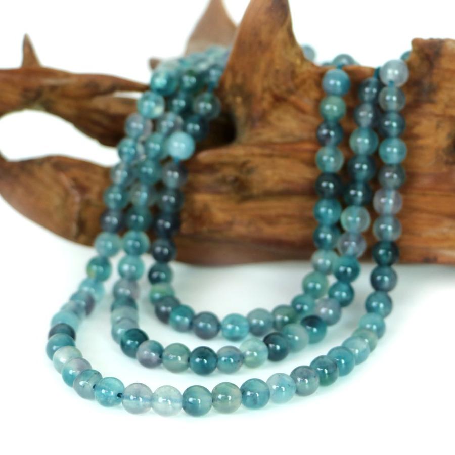 パワーストーン 天然石 ブレスレット カラージェード(オーシャンブルーMIX 染め) 丸玉 6mm 数珠 念珠 Bracelet お試し価格 |  | 11
