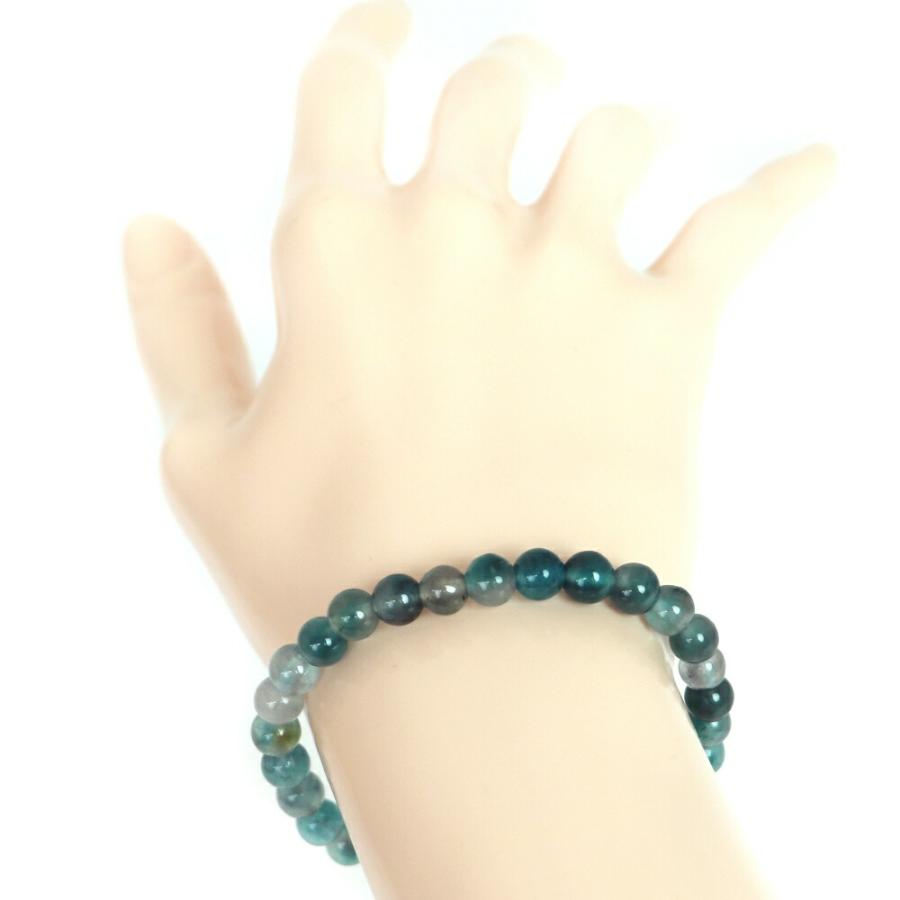 パワーストーン 天然石 ブレスレット カラージェード(オーシャンブルーMIX 染め) 丸玉 6mm 数珠 念珠 Bracelet お試し価格 |  | 02