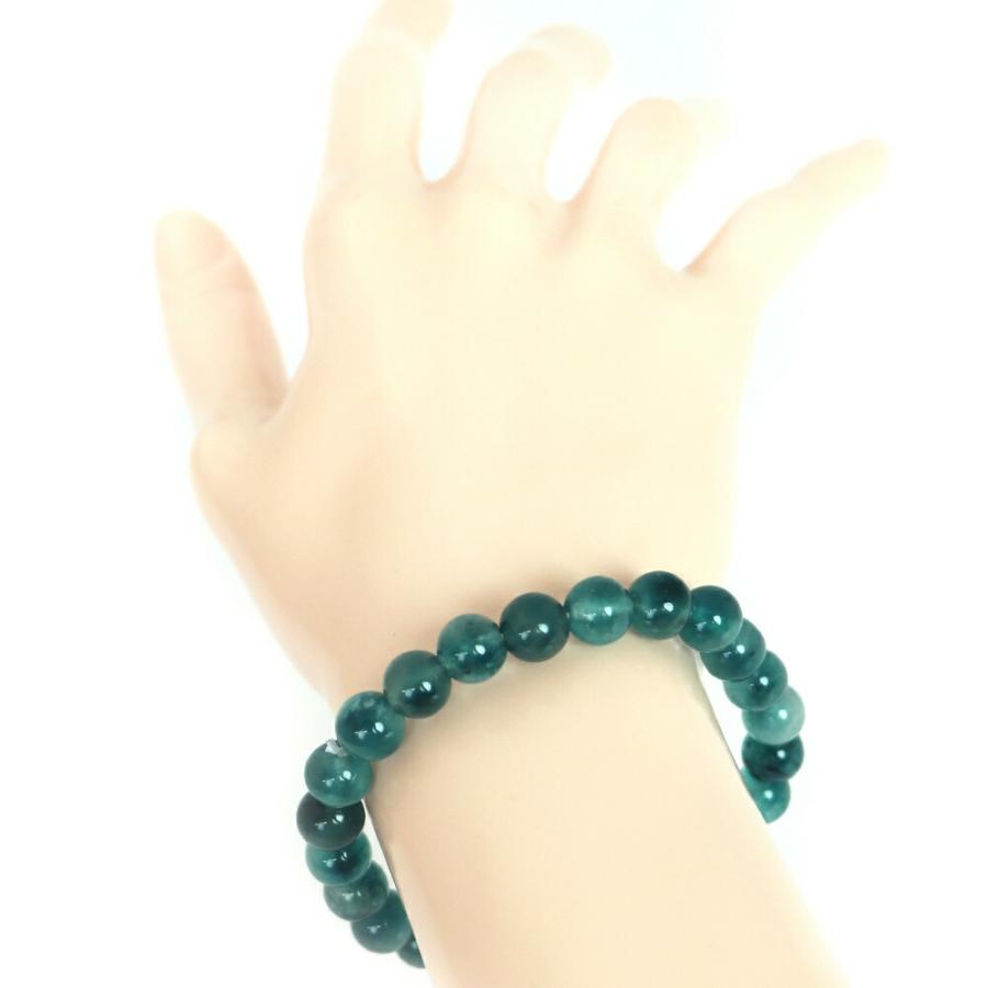 パワーストーン 天然石 ブレスレット カラージェード(オーシャンブルーMIX 染め) 丸玉 8mm 数珠 念珠 Bracelet お試し価格 |  | 02