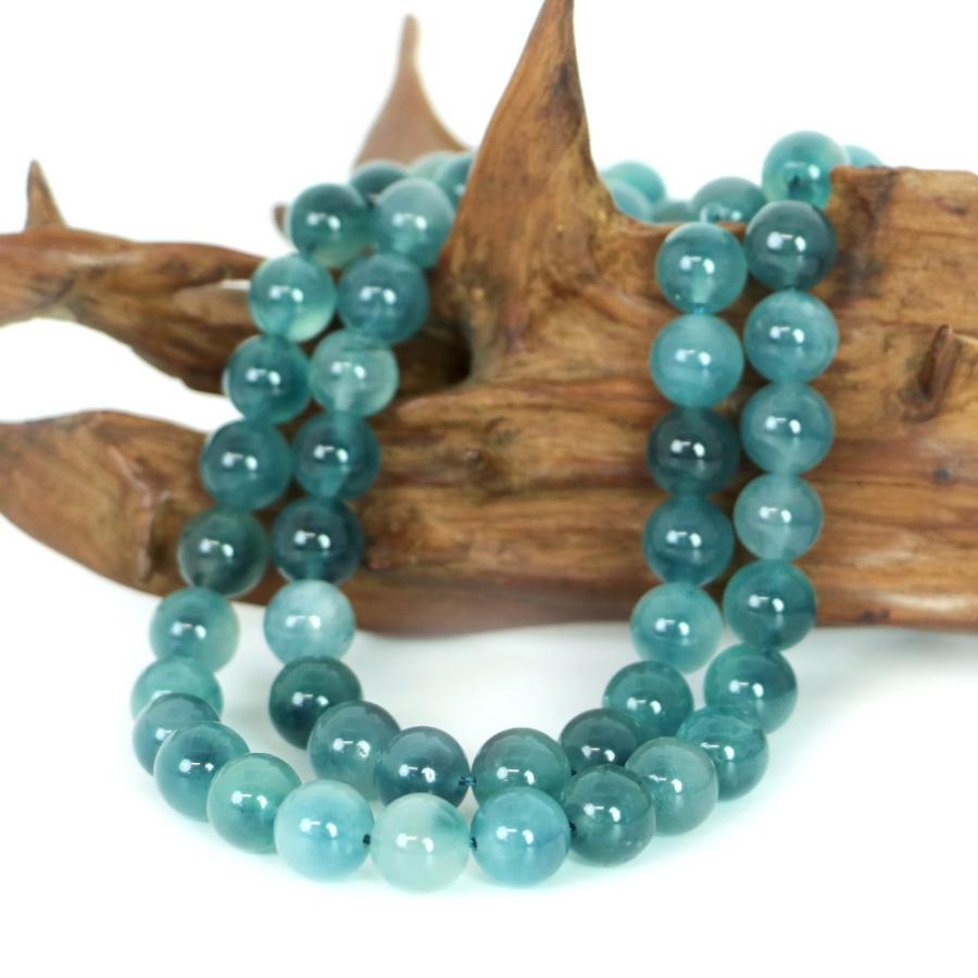 パワーストーン 天然石 ブレスレット カラージェード(オーシャンブルーMIX 染め) 丸玉 10mm 数珠 念珠 Bracelet お試し価格 |  | 11