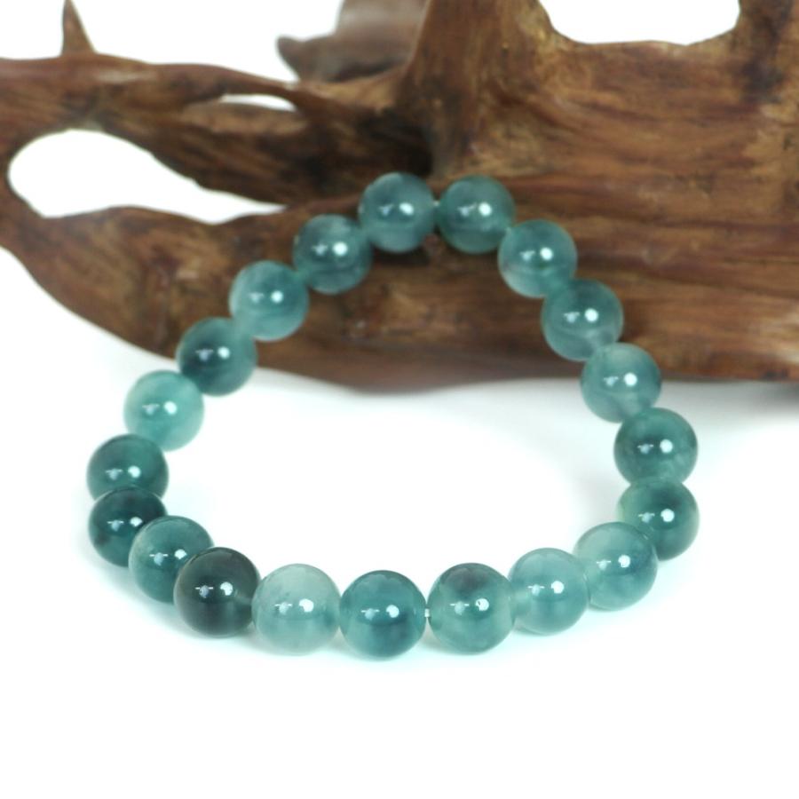 パワーストーン 天然石 ブレスレット カラージェード(オーシャンブルーMIX 染め) 丸玉 10mm 数珠 念珠 Bracelet お試し価格 |  | 03
