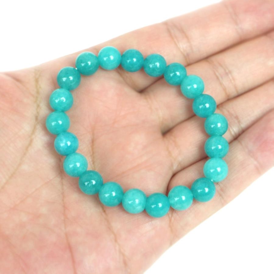 パワーストーン 天然石 ブレスレット カラージェード(アマゾナイトカラー 染め) 丸玉 8mm 数珠 念珠 Bracelet お試し価格 |  | 04