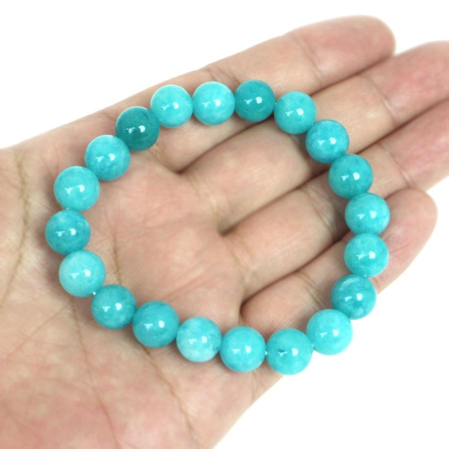 パワーストーン 天然石 ブレスレット カラージェード(アマゾナイトカラー 染め) 丸玉 10mm 数珠 念珠 Bracelet お試し価格 |  | 04