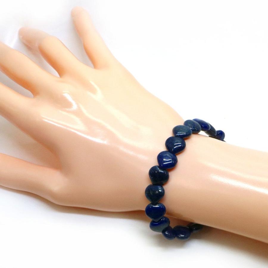 パワーストーン 天然石 ブレスレット ラピスラズリ ハート 10mm（厚み5mm） 数珠 念珠 Bracelet お試し価格 |  | 02