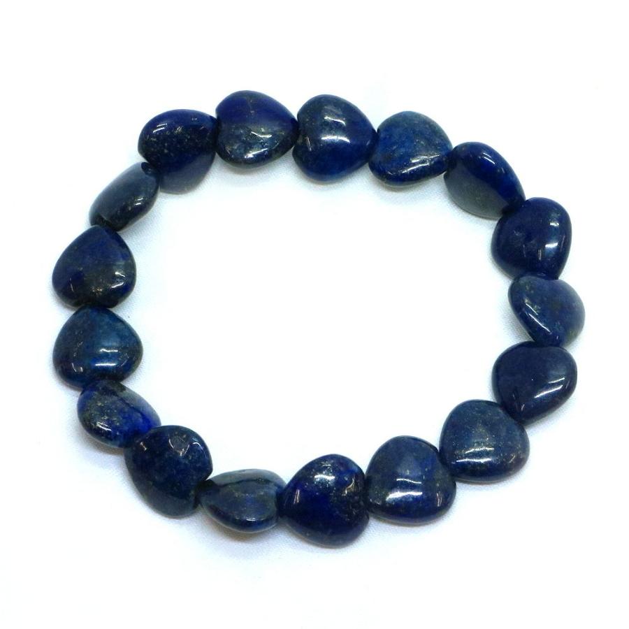パワーストーン 天然石 ブレスレット ラピスラズリ ハート 12mm（厚み6mm） 数珠 念珠 Bracelet お試し価格 |  | 01