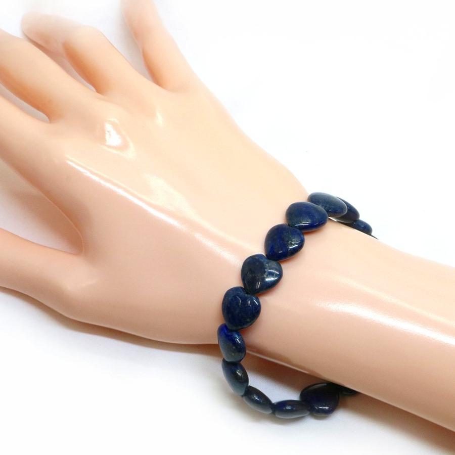 パワーストーン 天然石 ブレスレット ラピスラズリ ハート 12mm（厚み6mm） 数珠 念珠 Bracelet お試し価格 |  | 02