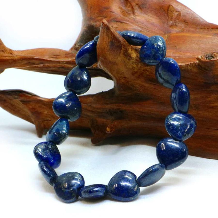 パワーストーン 天然石 ブレスレット ラピスラズリ ハート 12mm（厚み6mm） 数珠 念珠 Bracelet お試し価格 |  | 03