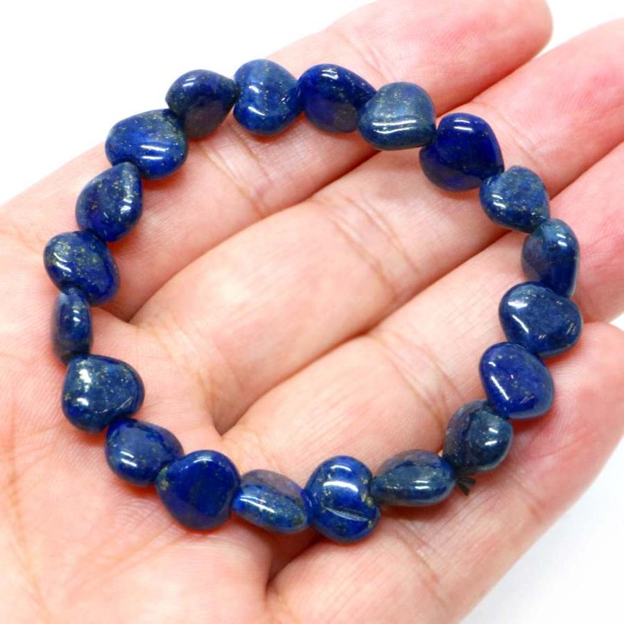 パワーストーン 天然石 ブレスレット ラピスラズリ ハート 12mm（厚み6mm） 数珠 念珠 Bracelet お試し価格 |  | 04