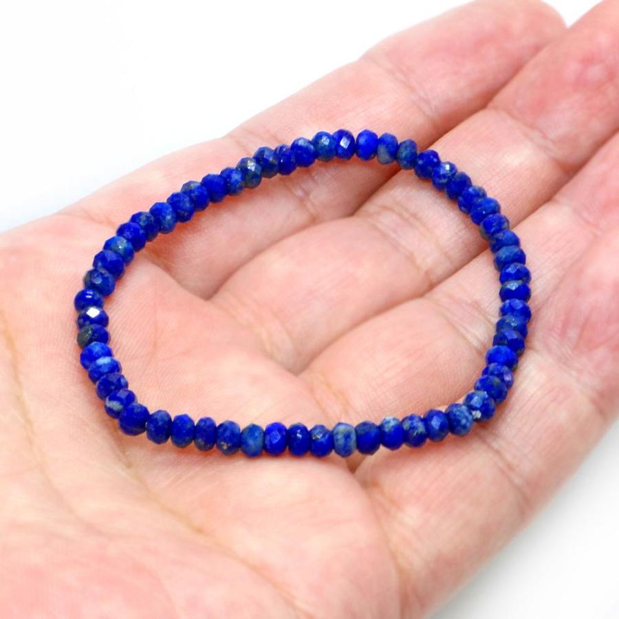 パワーストーン 天然石 ブレスレット ラピスラズリ ボタンカット 3×5mm 数珠 念珠 Bracelet お試し価格 |  | 04
