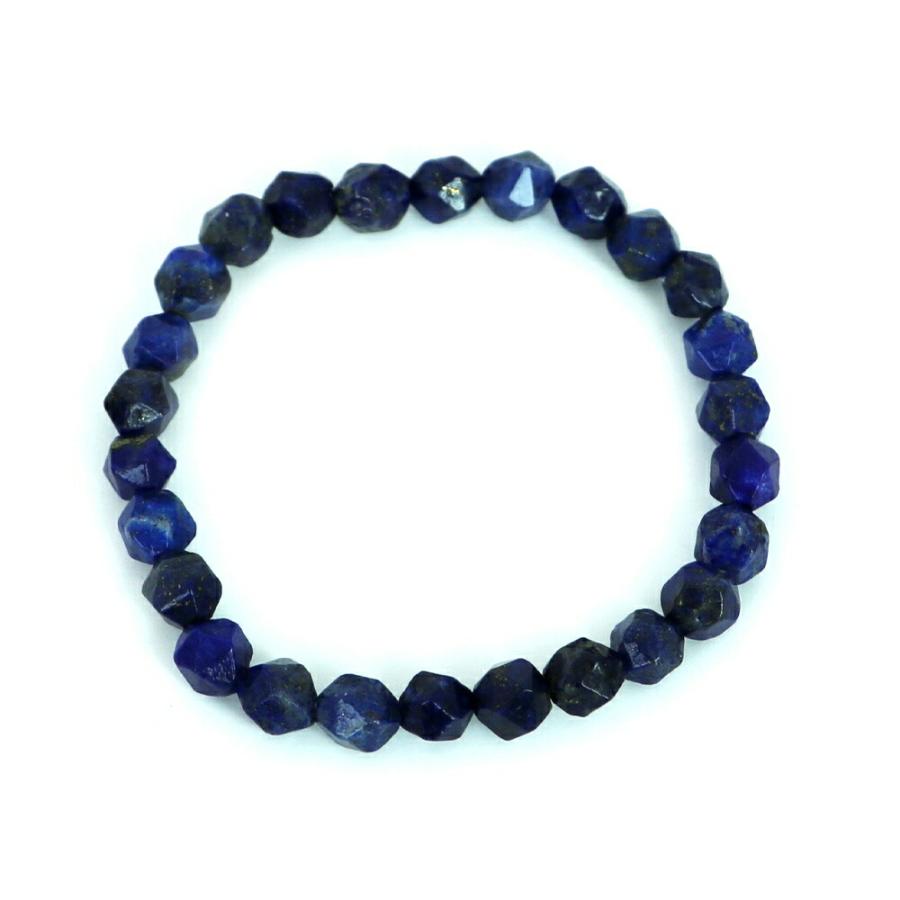 パワーストーン 天然石 ブレスレ ット ラピスラズリ【ダイヤカット】7〜8mm 数珠 念珠 Bracelet お試し価 格 |  | 01