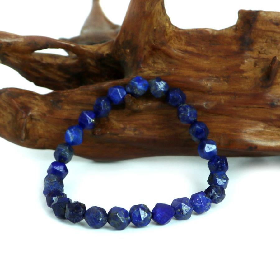 パワーストーン 天然石 ブレスレ ット ラピスラズリ【ダイヤカット】7〜8mm 数珠 念珠 Bracelet お試し価 格 |  | 02
