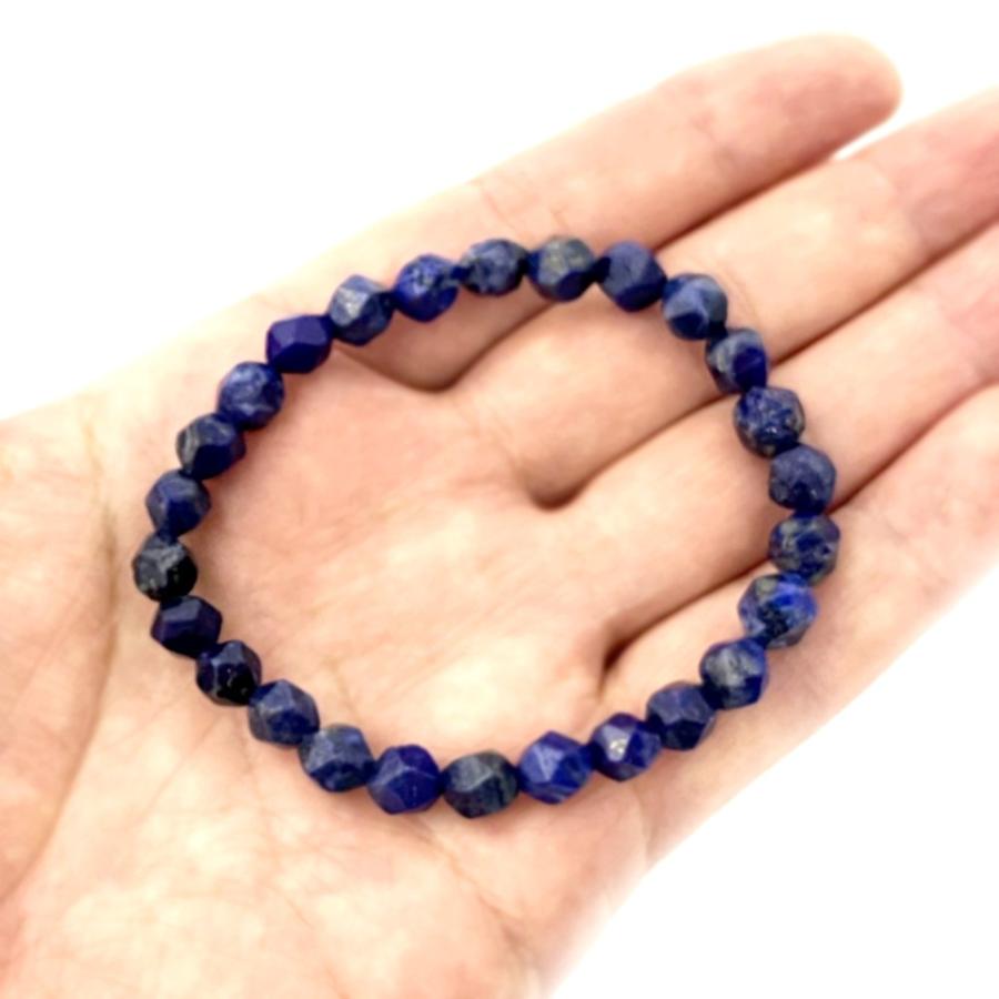 パワーストーン 天然石 ブレスレ ット ラピスラズリ【ダイヤカット】7〜8mm 数珠 念珠 Bracelet お試し価 格 |  | 04