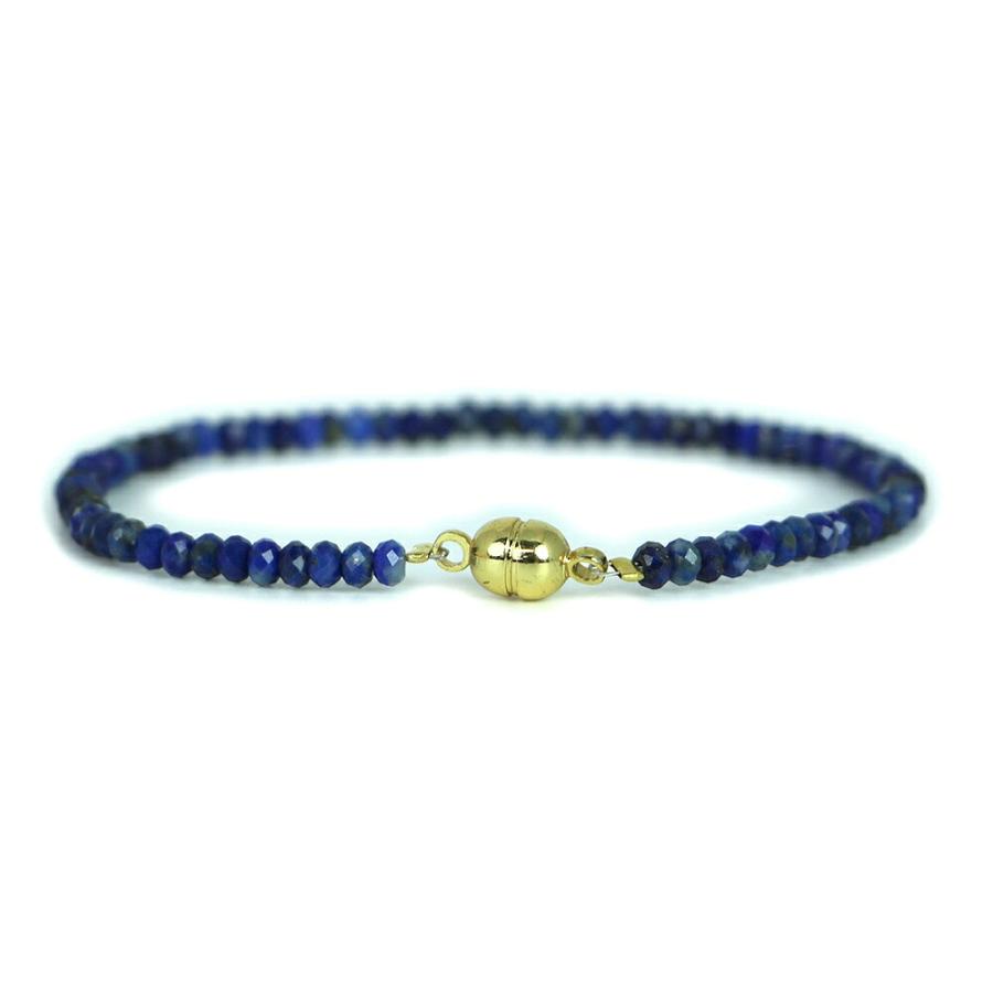 パワーストーン 天然石 マグネット式ブレスレット ラピスラズリ ボタンカット 2×3ｍｍ 数珠 念珠 Bracelet お試し価格 |  | 01