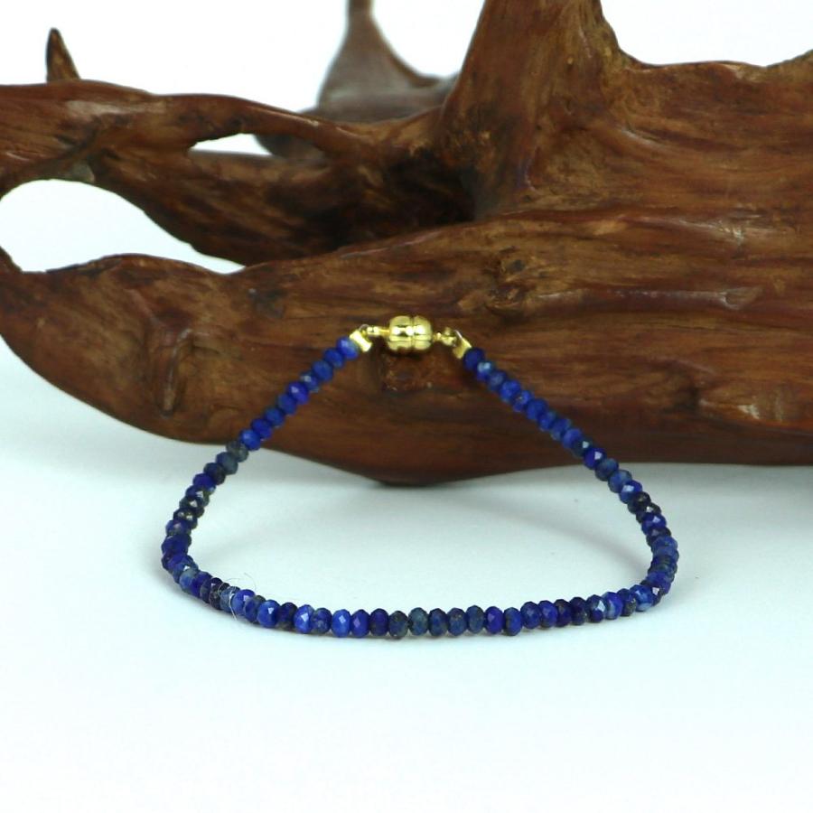 パワーストーン 天然石 マグネット式ブレスレット ラピスラズリ ボタンカット 2×3ｍｍ 数珠 念珠 Bracelet お試し価格 |  | 04