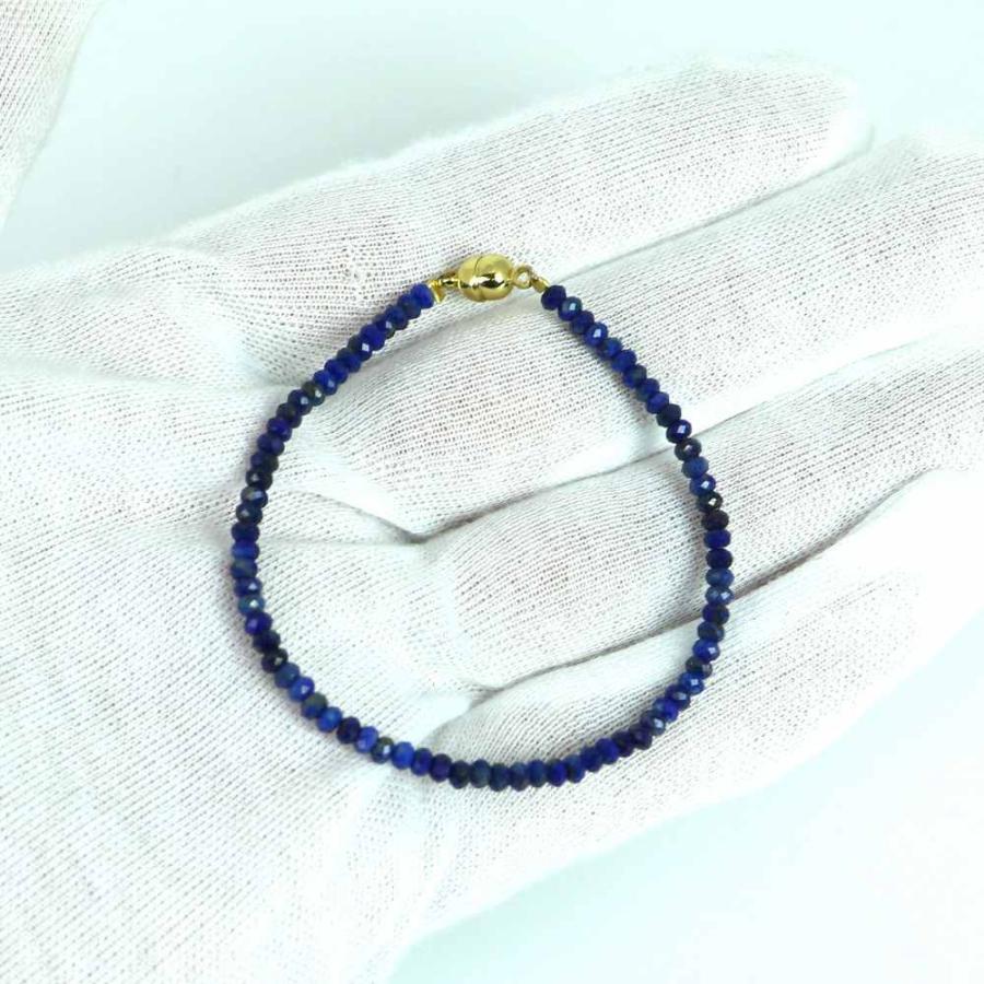パワーストーン 天然石 マグネット式ブレスレット ラピスラズリ ボタンカット 2×3ｍｍ 数珠 念珠 Bracelet お試し価格 |  | 05