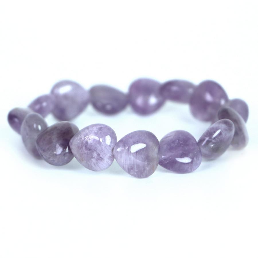 パワーストーン 天然石 ブレスレット ラベンダーアメジスト ハート 12mm（厚み6mm） 数珠 念珠 Bracelet お試し価格 | 