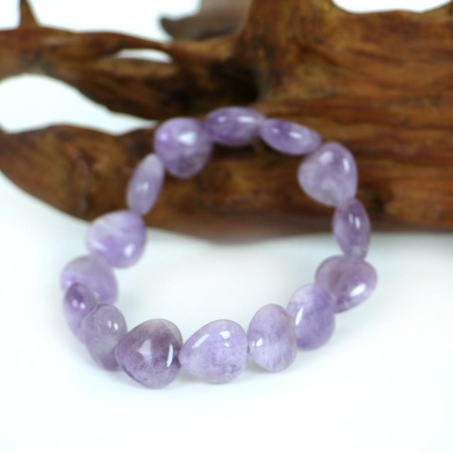 パワーストーン 天然石 ブレスレット ラベンダーアメジスト ハート 12mm（厚み6mm） 数珠 念珠 Bracelet お試し価格 |  | 02