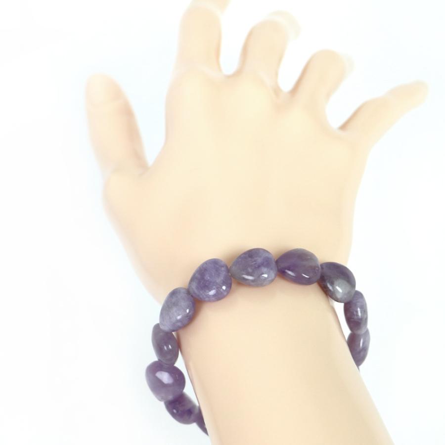 パワーストーン 天然石 ブレスレット ラベンダーアメジスト ハート 12mm（厚み6mm） 数珠 念珠 Bracelet お試し価格 |  | 03