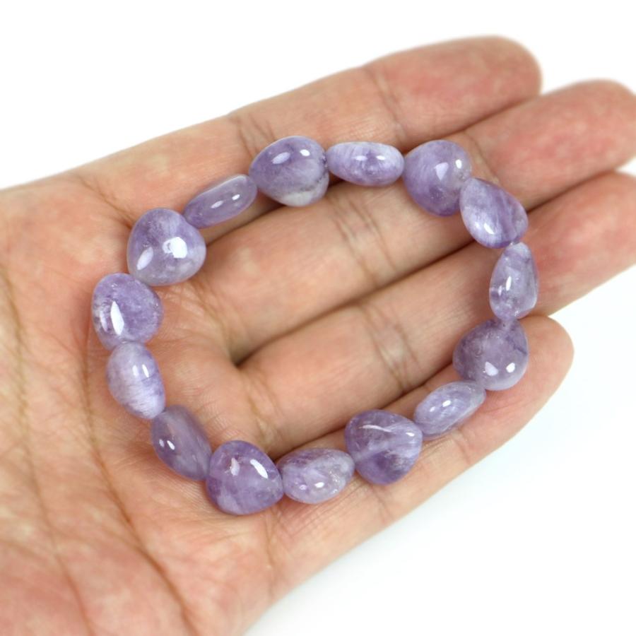 パワーストーン 天然石 ブレスレット ラベンダーアメジスト ハート 12mm（厚み6mm） 数珠 念珠 Bracelet お試し価格 |  | 04