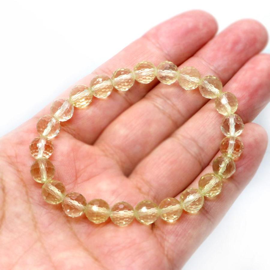 パワーストーン 天然石 ブレスレット レモンクォーツ カット 8mm 数珠 念珠 Bracelet お試し価格 |  | 04