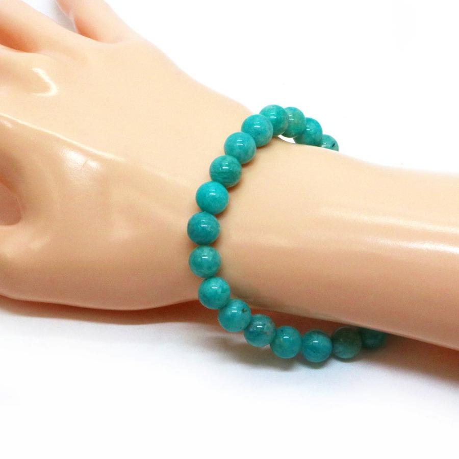 パワーストーン 天然石 ブレスレット マダガスカルアマゾナイト 丸玉 8mm 数珠 念珠 Bracelet お試し価格 |  | 02