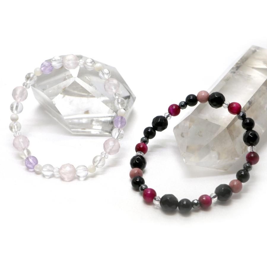 ローズクォーツとオニキスのブレスレット コンビブレスレット ローズクォーツ オニキス パワーストーン Bracelet