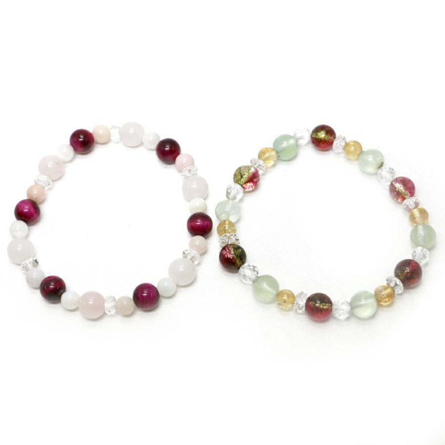 コンビブレスレット ローズタイガーアイ プレナイト パワーストーン Bracelet 天然石 |  | 01