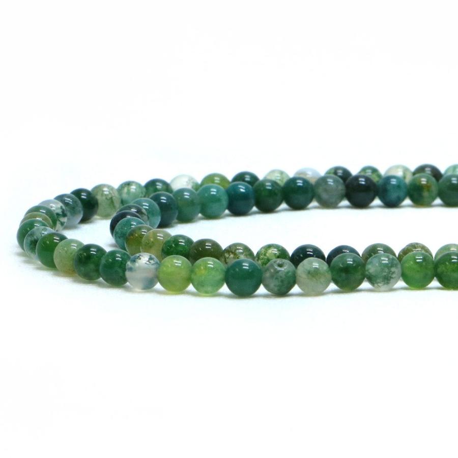 パワーストーン 天然石 ブレスレット モスアゲート 丸玉 4mm〜5mm 数珠 念珠 Bracelet お試し価格 |  | 10