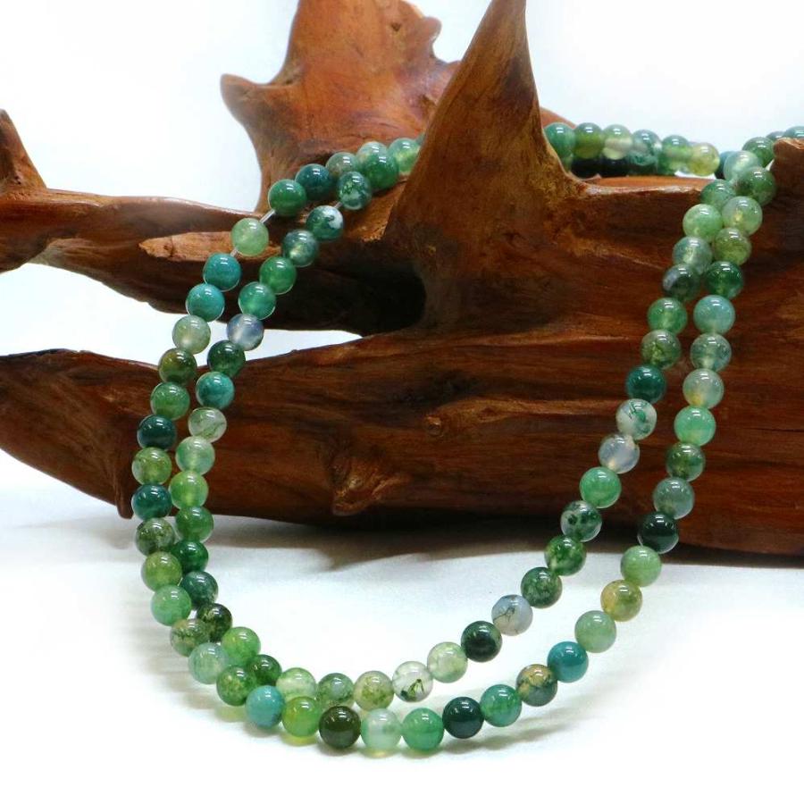 パワーストーン 天然石 ブレスレット モスアゲート 丸玉 4mm〜5mm 数珠 念珠 Bracelet お試し価格 |  | 11