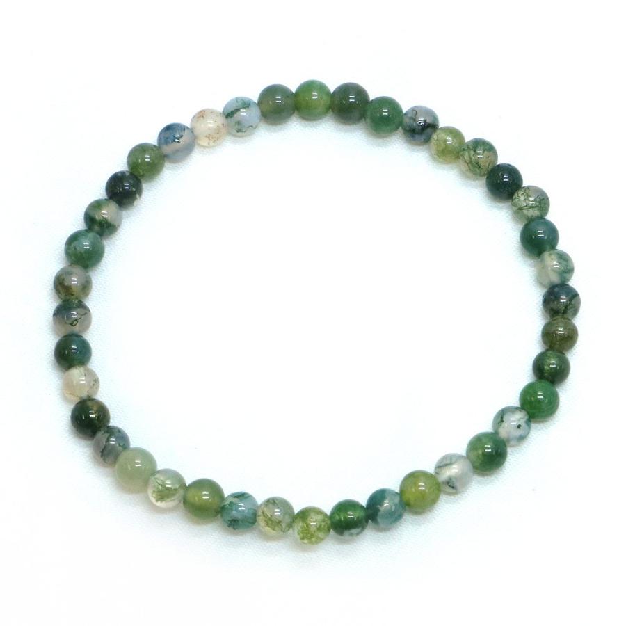 パワーストーン 天然石 ブレスレット モスアゲート 丸玉 4mm〜5mm 数珠 念珠 Bracelet お試し価格 |  | 01