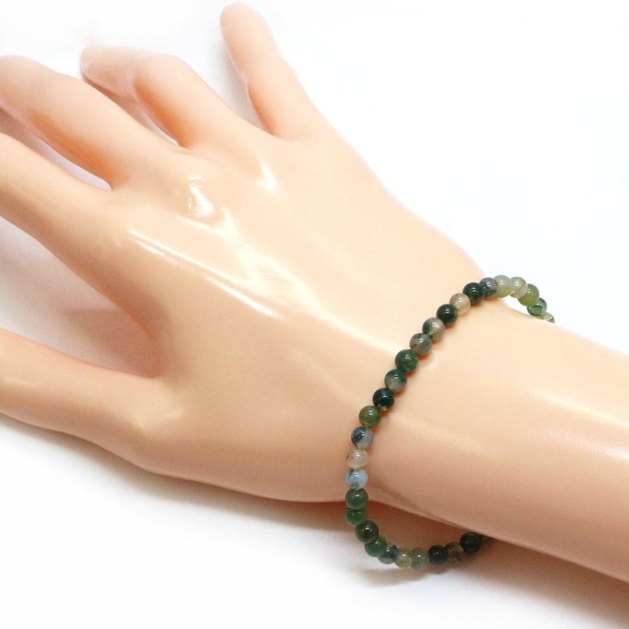 パワーストーン 天然石 ブレスレット モスアゲート 丸玉 4mm〜5mm 数珠 念珠 Bracelet お試し価格 |  | 02