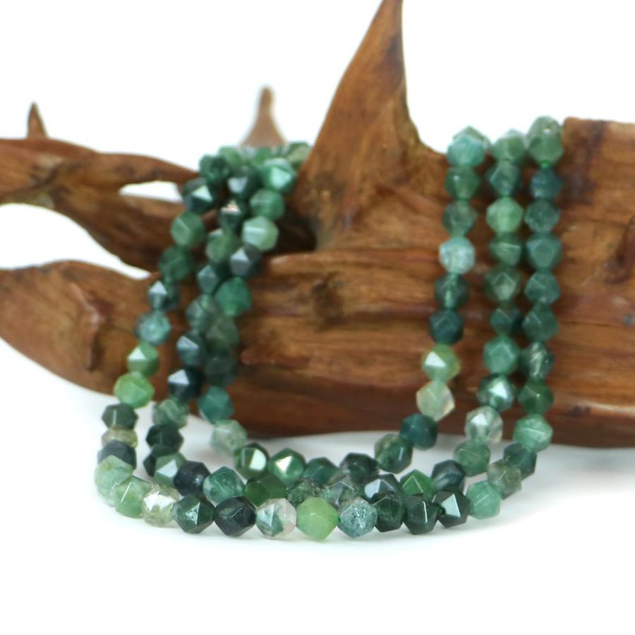 パワーストーン 天然石 ブレスレット モスアゲート ダイヤカット 6mm 数珠 念珠 Bracelet お試し価格 |  | 11