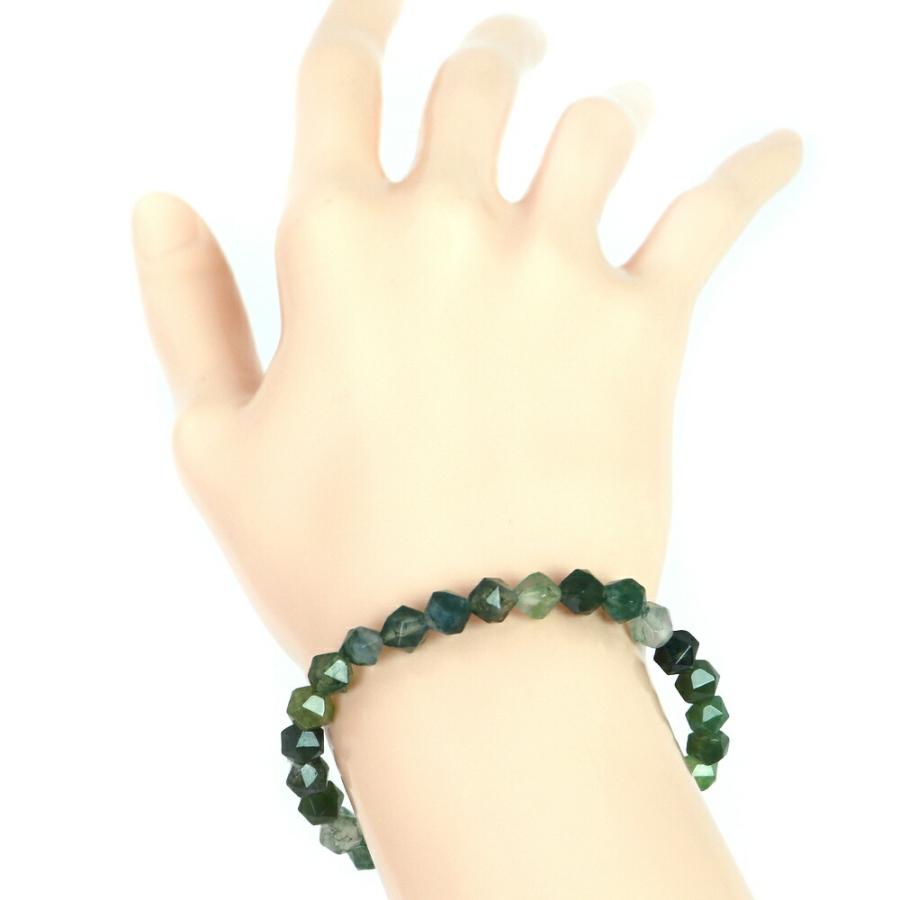パワーストーン 天然石 ブレスレット モスアゲート ダイヤカット 6mm 数珠 念珠 Bracelet お試し価格 |  | 02