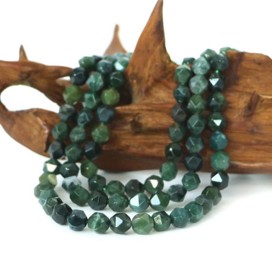 パワーストーン 天然石 ブレスレット モスアゲート ダイヤカット 8mm 数珠 念珠 Bracelet お試し価格 |  | 11