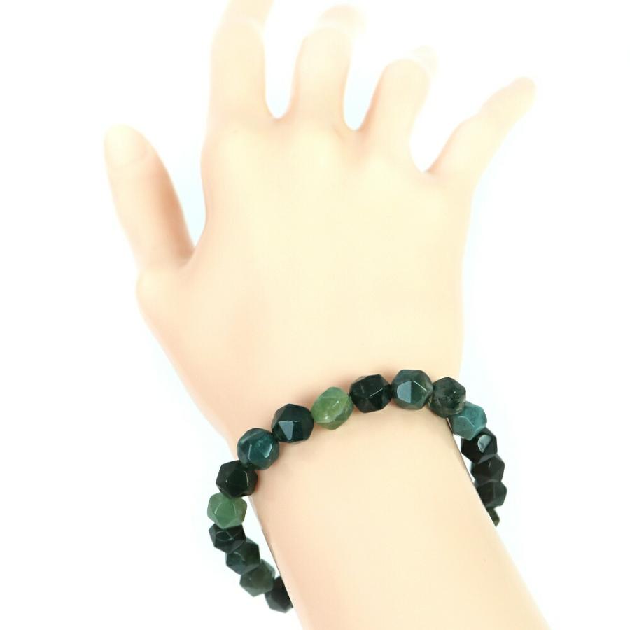 パワーストーン 天然石 ブレスレット モスアゲート ダイヤカット 8mm 数珠 念珠 Bracelet お試し価格 |  | 02