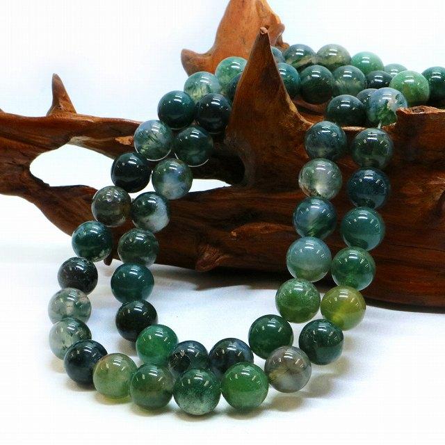 パワーストーン 天然石 ブレスレット モスアゲート 丸玉 10mm 数珠 念珠 Bracelet お試し価格 |  | 11