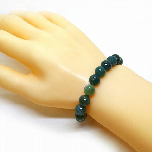 パワーストーン 天然石 ブレスレット モスアゲート 丸玉 10mm 数珠 念珠 Bracelet お試し価格 |  | 02