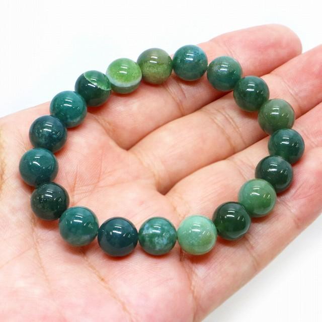 パワーストーン 天然石 ブレスレット モスアゲート 丸玉 10mm 数珠 念珠 Bracelet お試し価格 |  | 04