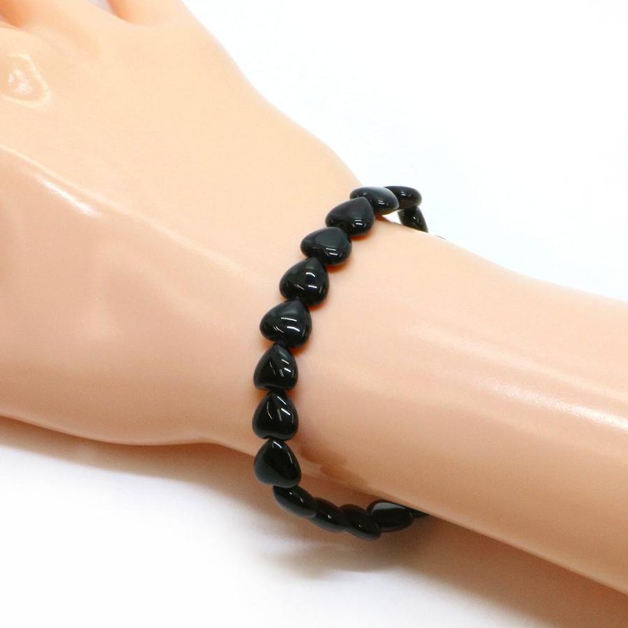 パワーストーン 天然石 ブレスレット オニキス ハート 8mm（厚み4mm