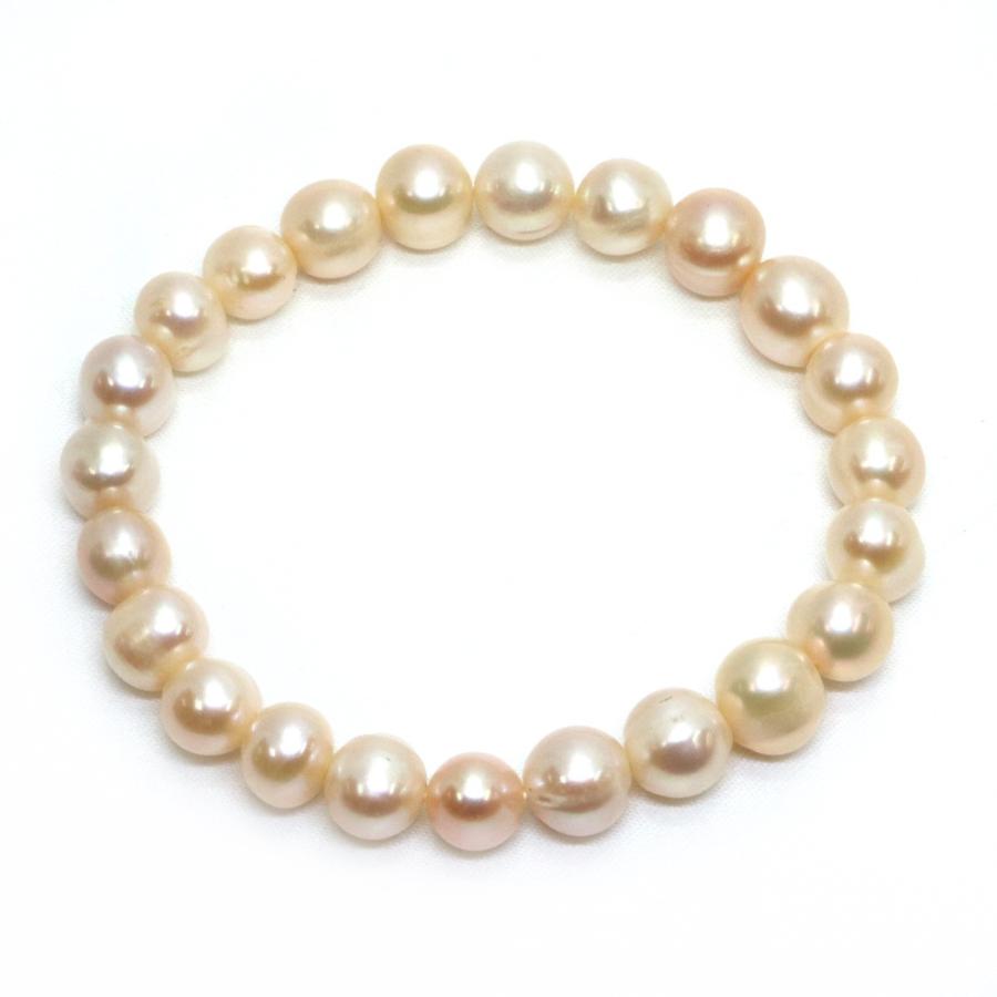 パワーストーン 天然石 ブレスレット 淡水パール（シャンパンゴールド） ポテト 8〜9mm 数珠 念珠 Bracelet お試し価格 |  | 01