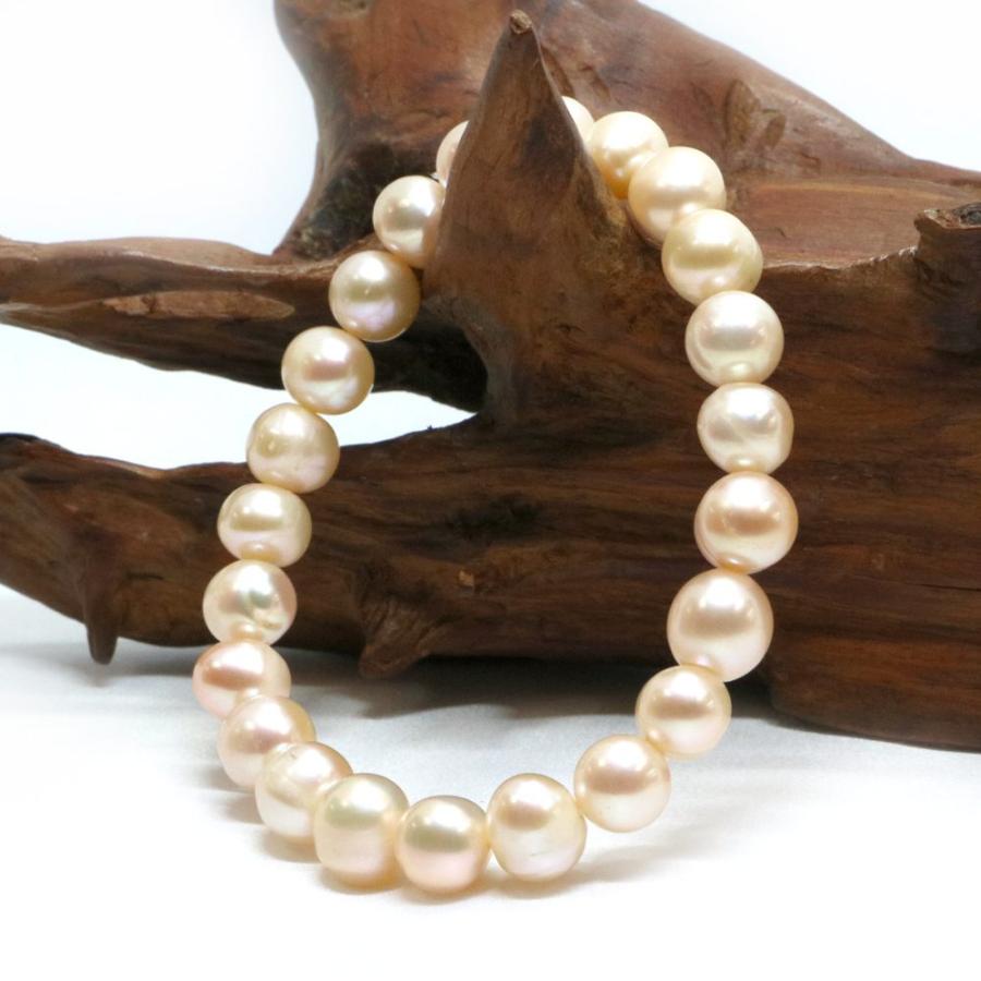パワーストーン 天然石 ブレスレット 淡水パール（シャンパンゴールド） ポテト 8〜9mm 数珠 念珠 Bracelet お試し価格 |  | 03