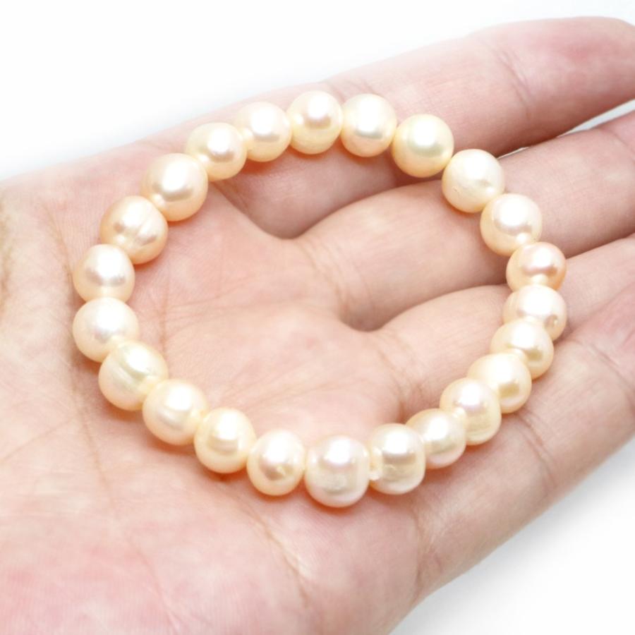 パワーストーン 天然石 ブレスレット 淡水パール（シャンパンゴールド） ポテト 8〜9mm 数珠 念珠 Bracelet お試し価格 |  | 04