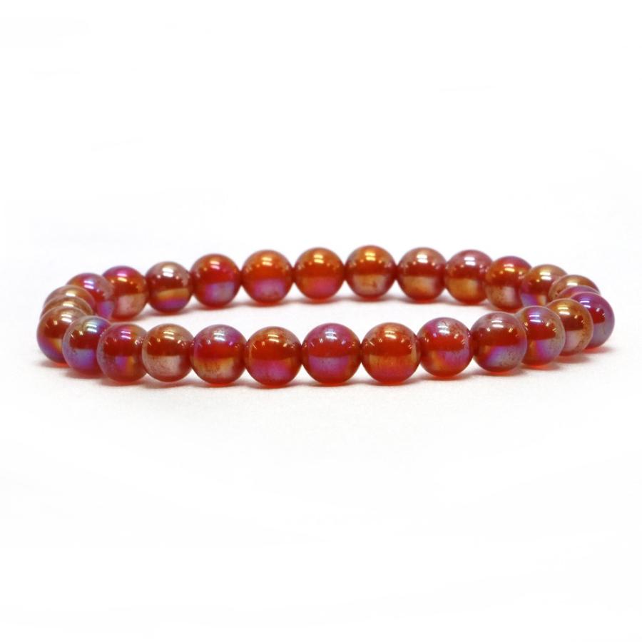 パワーストーン 天然石 ブレスレット レッドアゲートオーラ 丸玉 6mm 数珠 念珠 Bracelet お試し価格 | 