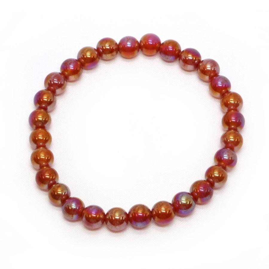 パワーストーン 天然石 ブレスレット レッドアゲートオーラ 丸玉 6mm 数珠 念珠 Bracelet お試し価格 |  | 01