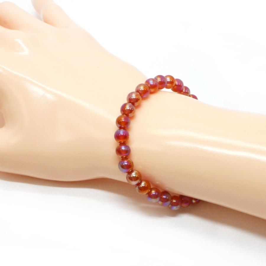 パワーストーン 天然石 ブレスレット レッドアゲートオーラ 丸玉 6mm 数珠 念珠 Bracelet お試し価格 |  | 02