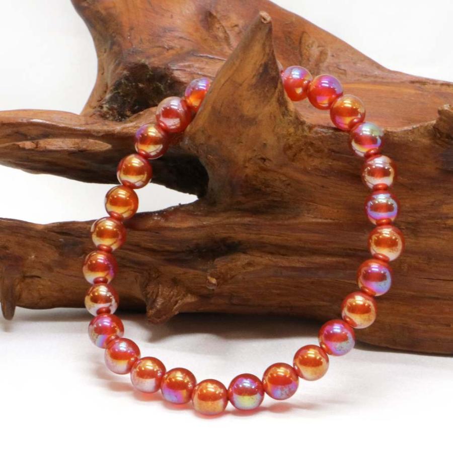 パワーストーン 天然石 ブレスレット レッドアゲートオーラ 丸玉 6mm 数珠 念珠 Bracelet お試し価格 |  | 03