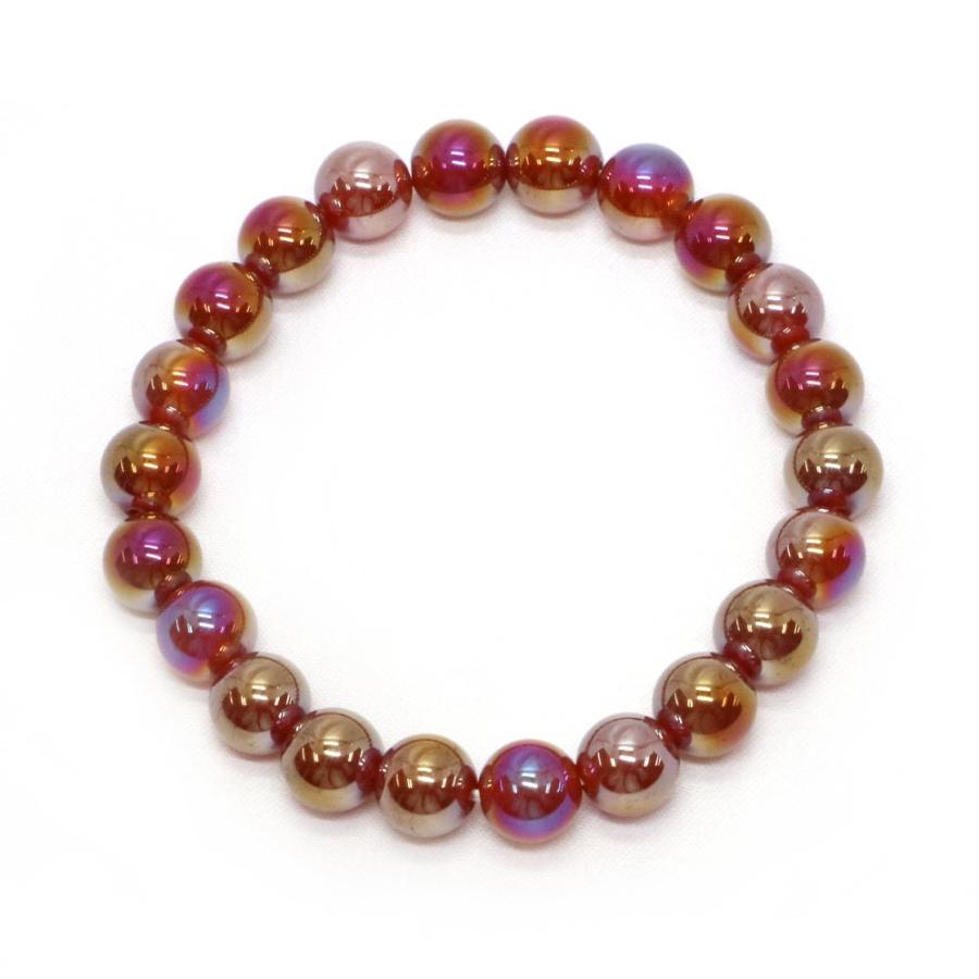 パワーストーン 天然石 ブレスレット レッドアゲートオーラ 丸玉 8mm 数珠 念珠 Bracelet お試し価格 |  | 01