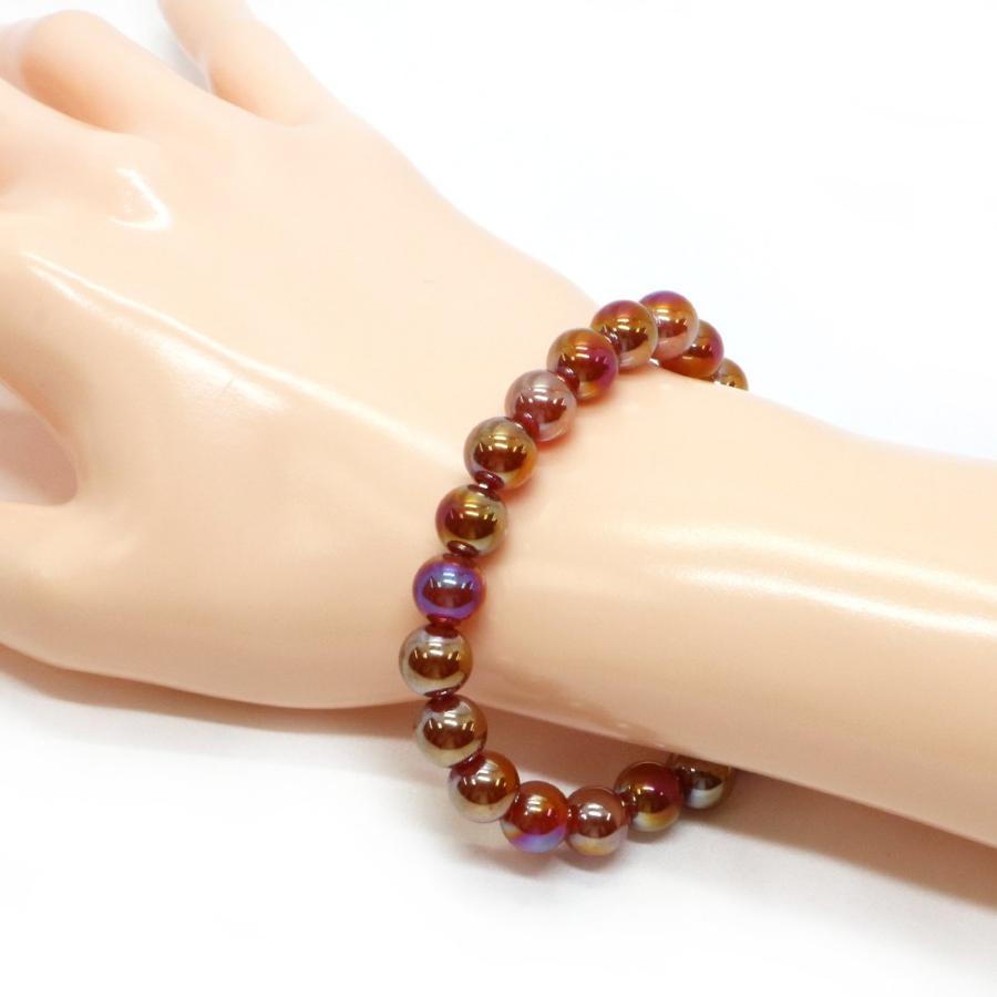 パワーストーン 天然石 ブレスレット レッドアゲートオーラ 丸玉 8mm 数珠 念珠 Bracelet お試し価格 |  | 02
